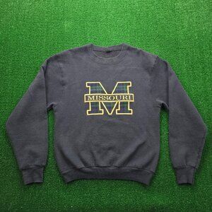 University of Missouri Sweatshirt Men Small Black Pullover Vintage Crewneck